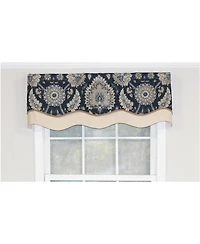 Rlf Home Wakeshire Glory Valance Indigo. 3" Rod Pocket, Layered, Trimmed. 50"W X 16"L