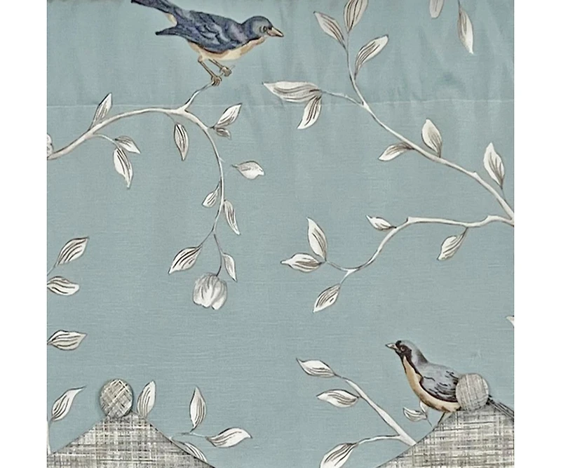 Rlf Home Trend Bird Petticoat Valance Citrine. 3"Rod Pocket, Contrast Bottom fabric. Hand Made Buttons 50"W x 15"L