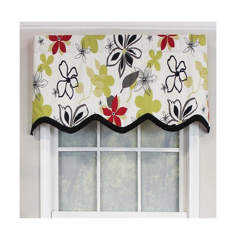 Rlf Home Aria Ruffled Window Treatment Provance Premium Quality Valance 3" Rod Pocket 50" x 17" Multi/Ivory