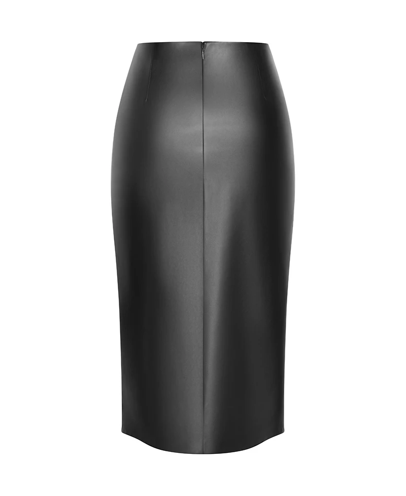 City Chic Women's Petra Faux Leather Midi Skirt