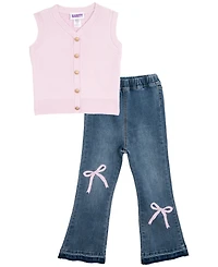 Rare Editions Girls 4T-6X Sweater Vest and Flare Jeans, 2-Piece Set