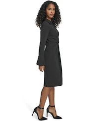 Calvin Klein Petite Collar Long-Sleeve Midi Shirtdress