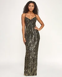 Seni & Cade Junior's Back Spaghetti Lace Long Dress