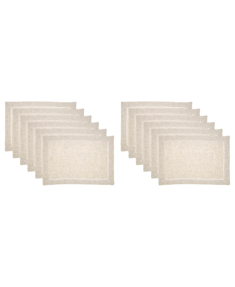 Saro Lifestyle Linen Blend Toscana Double Hemstitched Placemat, Set of 12