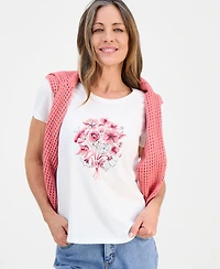 Style & Co Petite Love Flowers Perfect Crewneck T-Shirt, Macy's Exclusive