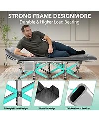 Folding Camping Cot with Removable Cotton Mattress for Office, Home and Beach, 450 lbs