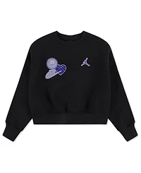 Jordan Girls S-xl Fleece Crewneck Ribbed Trim Sweatshirt