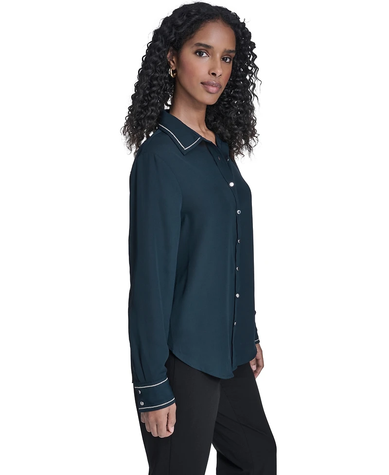Calvin Klein Women's Decorated Button-Down Top