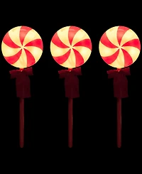 Northlight Lighted Peppermint Candy Christmas Outdoor Pathway Markers, Set of 3