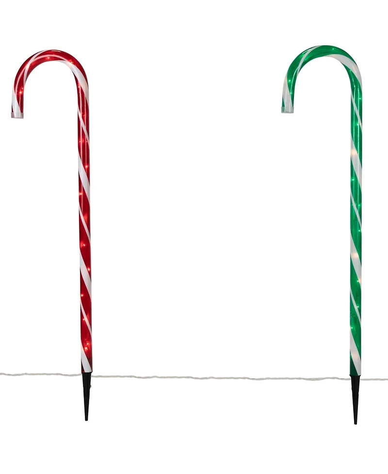 Northlight Lighted Outdoor Christmas Candy Cane Pathway Markers, Set of 6