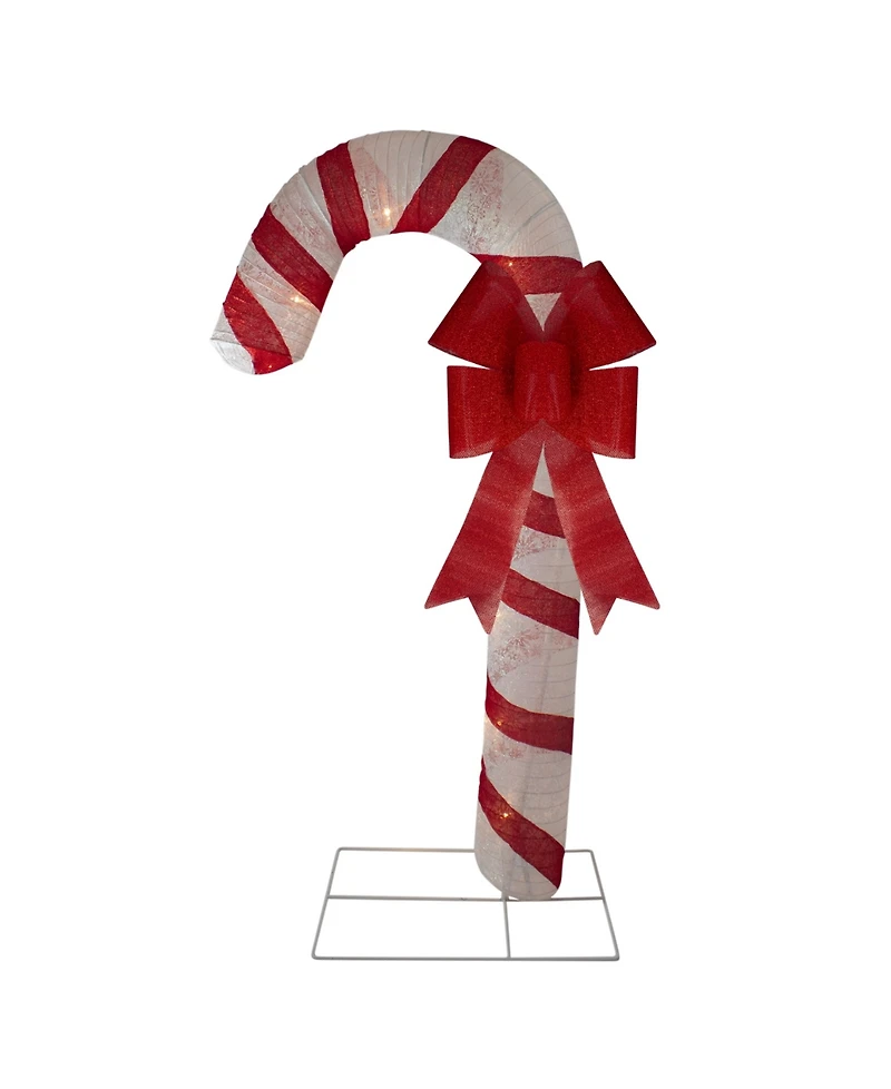 Northlight 8" Pre-Lit Striped Candy Cane with Bow Christmas Outdoor Commercial Decoration