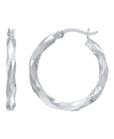 Macy's Polished Twist Tube Hoop Earrings in 10K White Gold