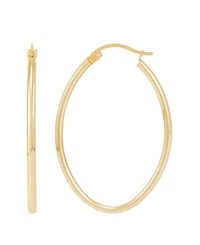 Macy's Polished Tube Oval Hoop Earrings in 14K Yellow Gold