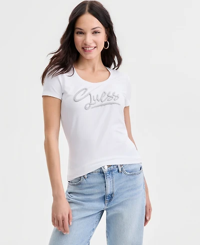 Guess Women's Short-Sleeve Script-Logo T-Shirt