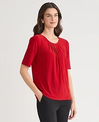 Kasper Women's Pleat Neck Knit Top, Regular & Petite