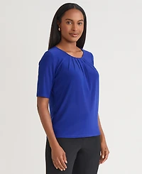 Kasper Women's Pleat Neck Knit Top, Regular & Petite