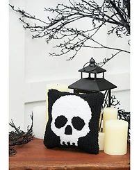 Skull Skeleton Hooked Small 8" Accent Pillow Halloween Decor