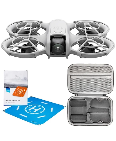 Dji Neo Drone, White, Bundle with Carrying Case and 20" Foldable Landing Pad Pro