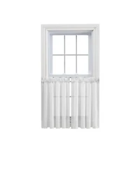 Ellis Curtain Cotton Voile 1.5 X22 Rod Pocket Tailored Tier Pair For Windows 80 X22 X 45 X22 White