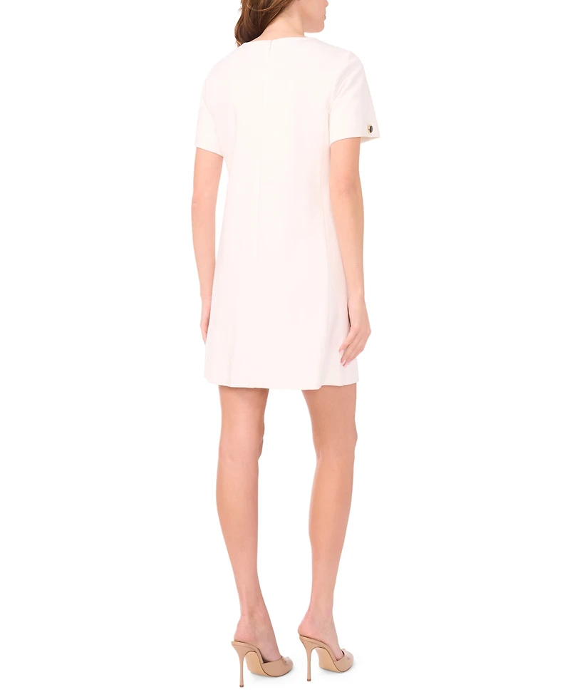 Msk Petite Short-Sleeve Button Skirt Shift Dress