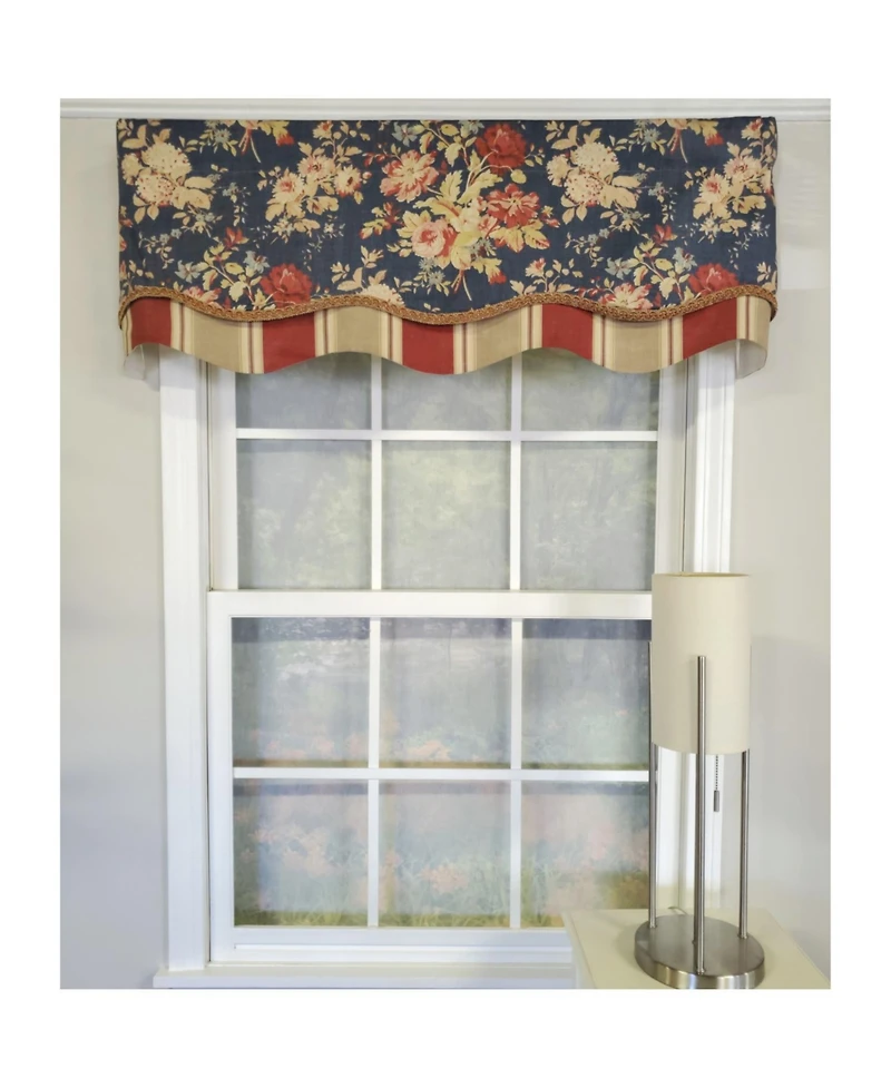 Rlf Home 3" Rod Pocket High Quality Fabric Newbury Glory Valance for Windows 50" x 16" Marine