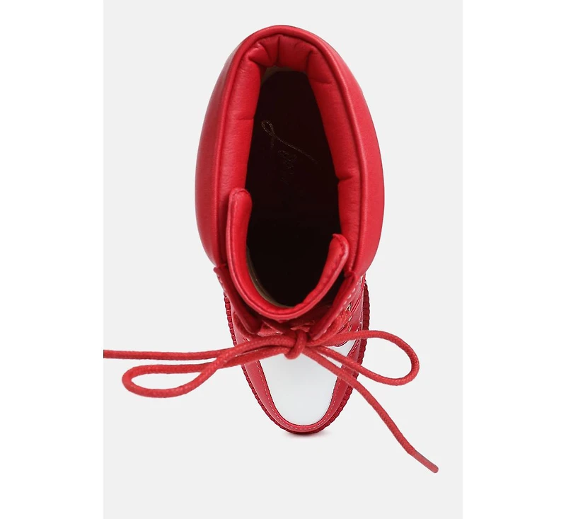 moos block heel lace up boots