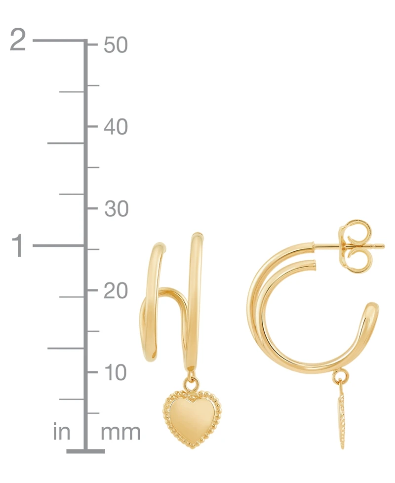 Macy's Double Hoop Heart Earrings in 14K Yellow Gold