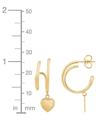 Macy's Double Hoop Heart Earrings in 14K Yellow Gold