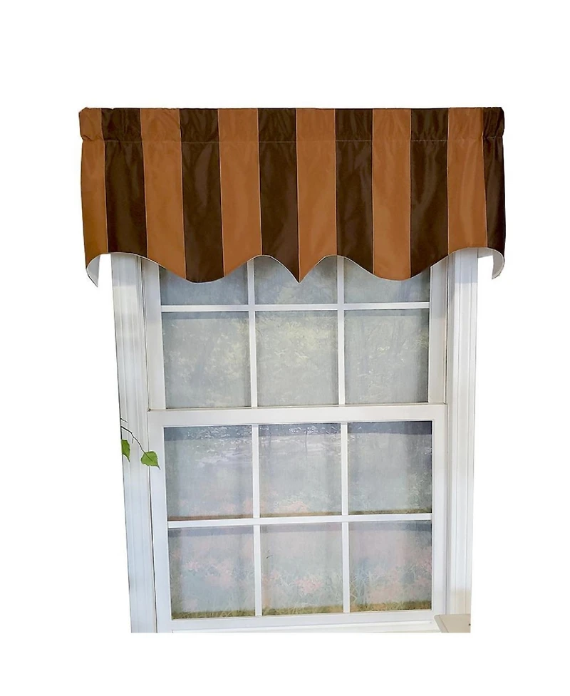 Rlf Home Pascal Stripe Regal 3" Rod Pocket Lining Luxurious and Elegant Window Treatment Valance 50" x 17" Espresso