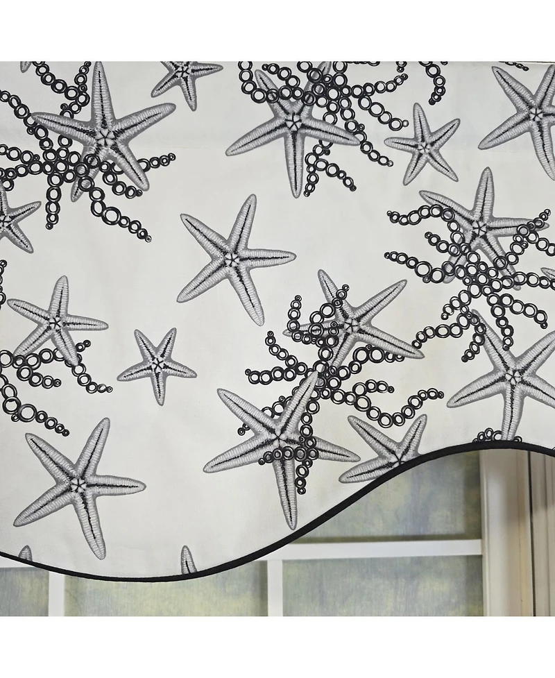 Rlf Home Reef Cornice Valance - 100% Cotton with Ivory Lining 50" x 17" Black