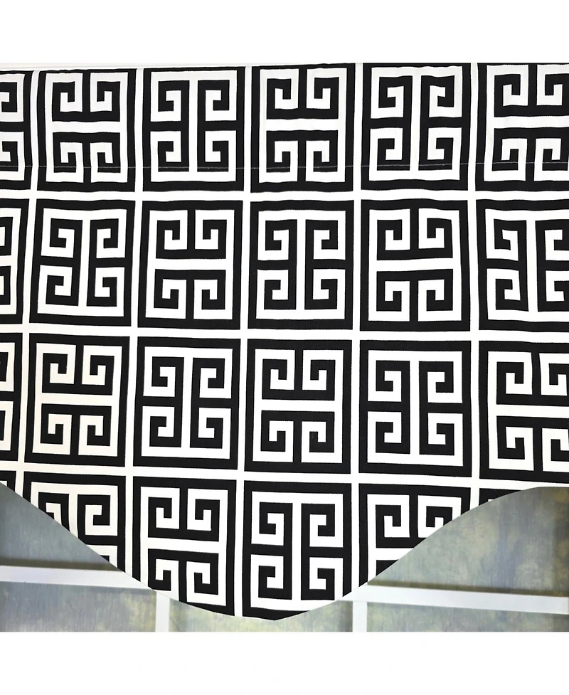 Rlf Home 100% Cotton Tower Cornice With Poly/Cotton Ivory lining Rod Pocket Valance 50" x 17" Black