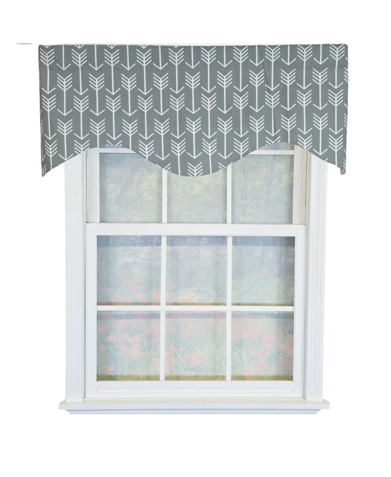 Rlf Home 100% Cotton Native Cornice With Poly/Cotton Ivory lining Rod Pocket Valance 50" x 17" Gray