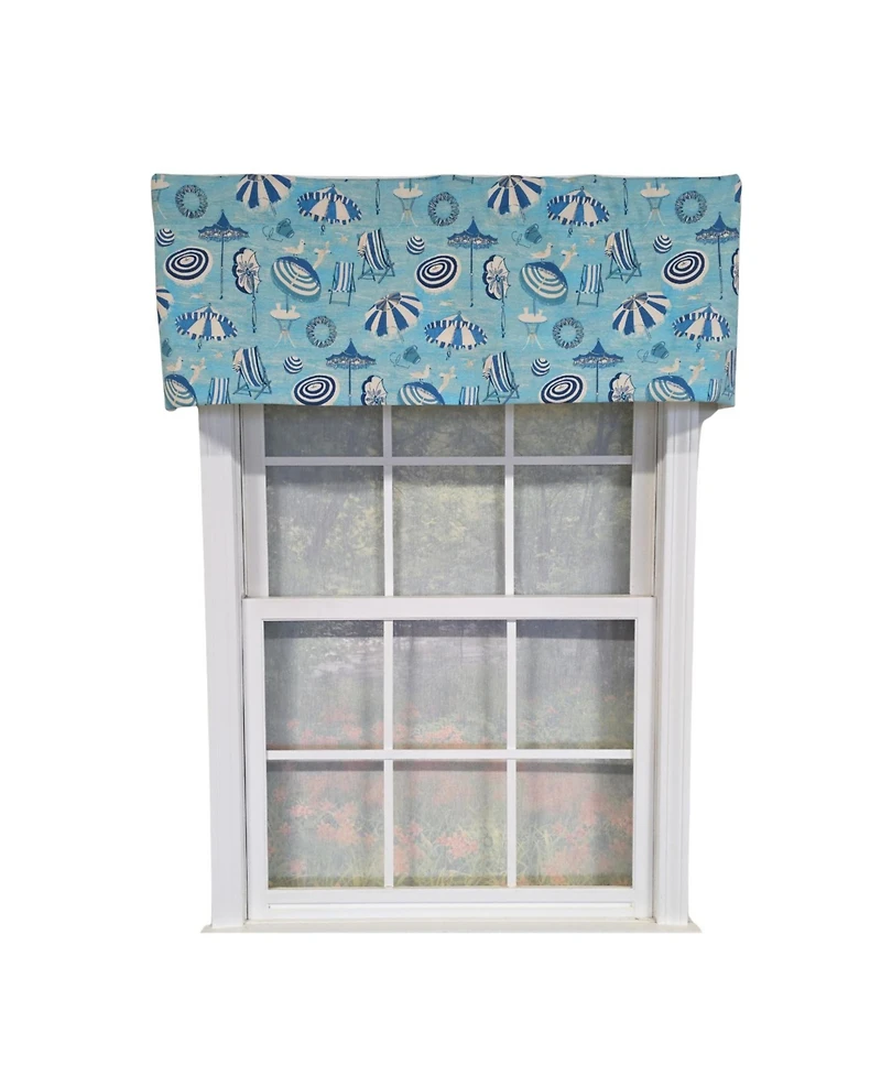 Rlf Home 100% Cotton Beach Day Toilored Fully lined Windows Rod Pocket Valance 51" x 16" Blue