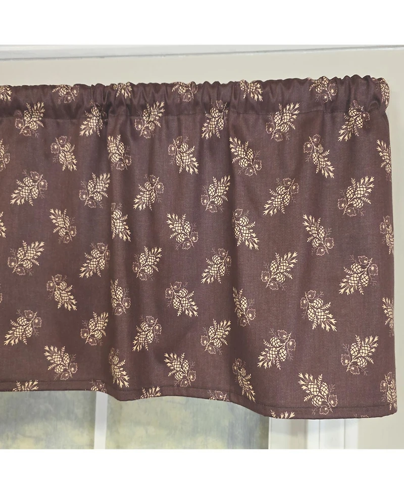 Rlf Home 100% Cotton Pine Cones Tailored Unlined Windows Rod Pocket Valance 51" x 12" Egg Plant