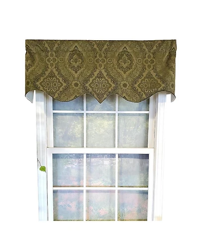 Rlf Home Chintz Regal 3" Rod Pocket Lining Luxurious and Elegant Window Treatment Valance 50" x 17" Olive