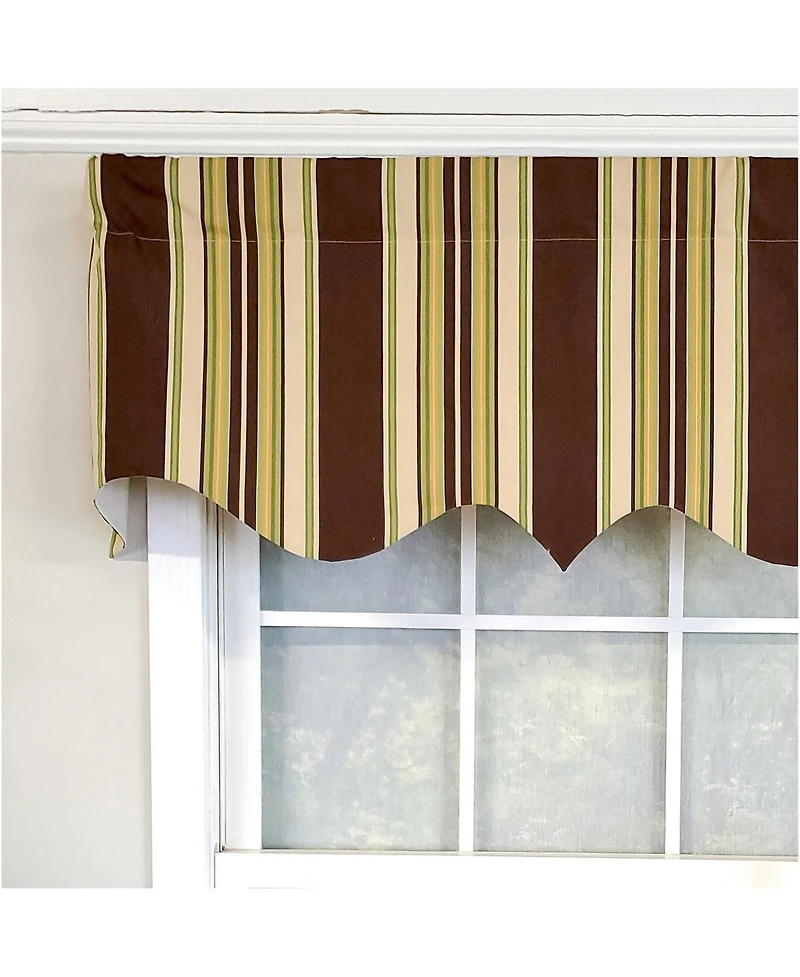 Rlf Home 3" Rod Pocket High Quality Fabric Aurelia Stripe Regal Valance for Windows 50" x 17" Brown