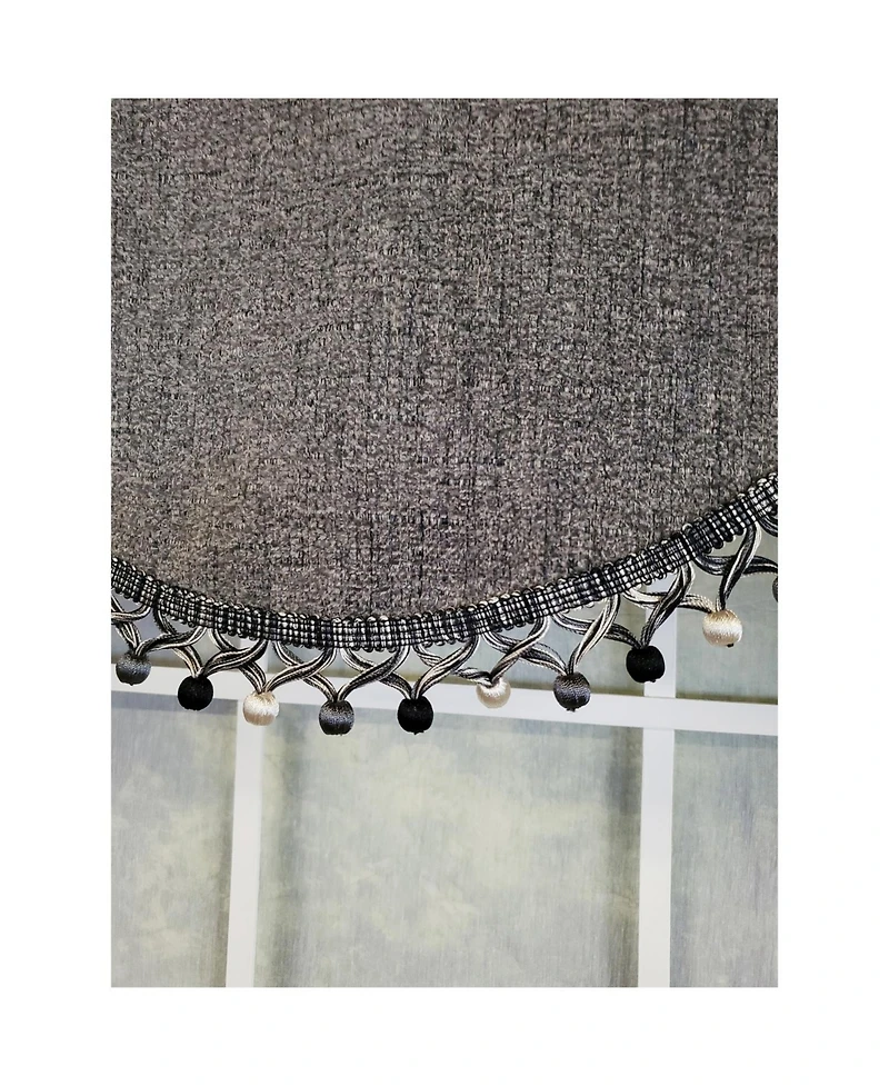 Rlf Home 3" Rod Pocket High Quality Fabric Jasper Cornice Valance with Tassel Trim for Windows 50" x 17" Charcoal