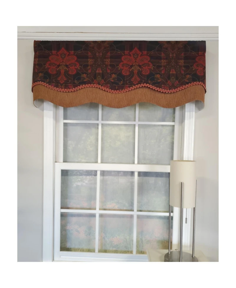 Rlf Home 3" Rod Pocket High Quality Fabric Espadas Glory Valance for Windows 50" x 16" Burgundy