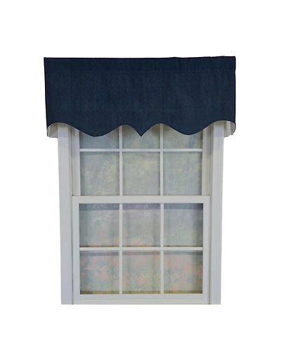 Rlf Home 100% Cotton Demin Regal Fully lined Windows Rod Pocket Valance 50" x 17" Navy