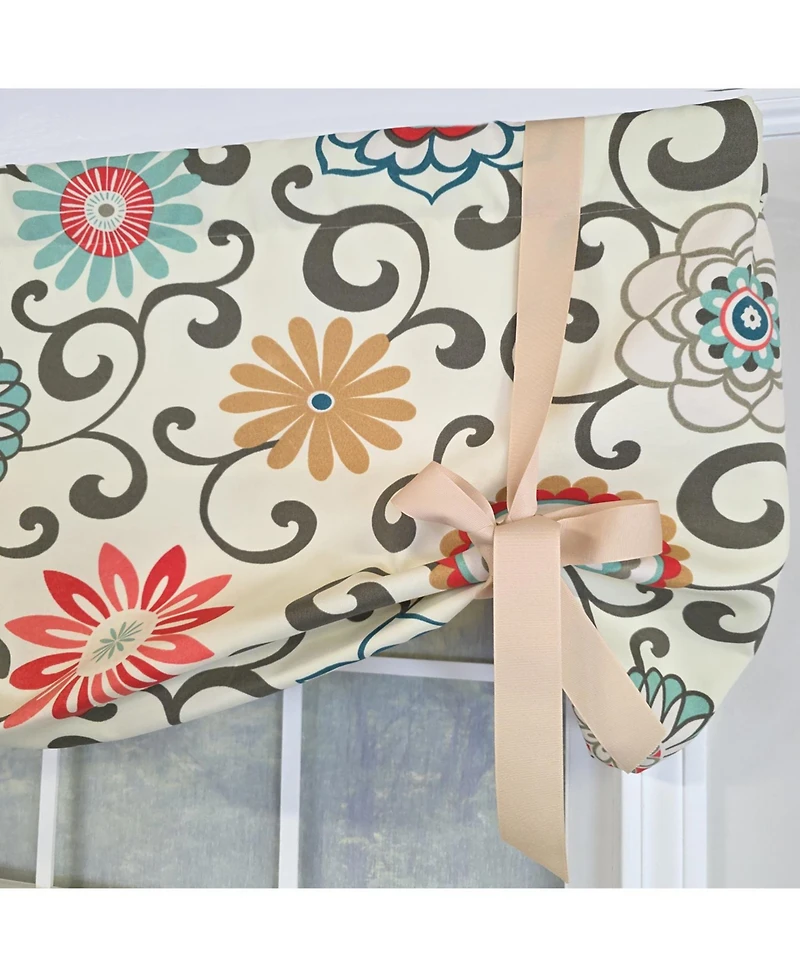 Rlf Home 100% Cotton Monterrey Tie-Up Fully lined Windows Rod Pocket Valance 50" x 23" Cream