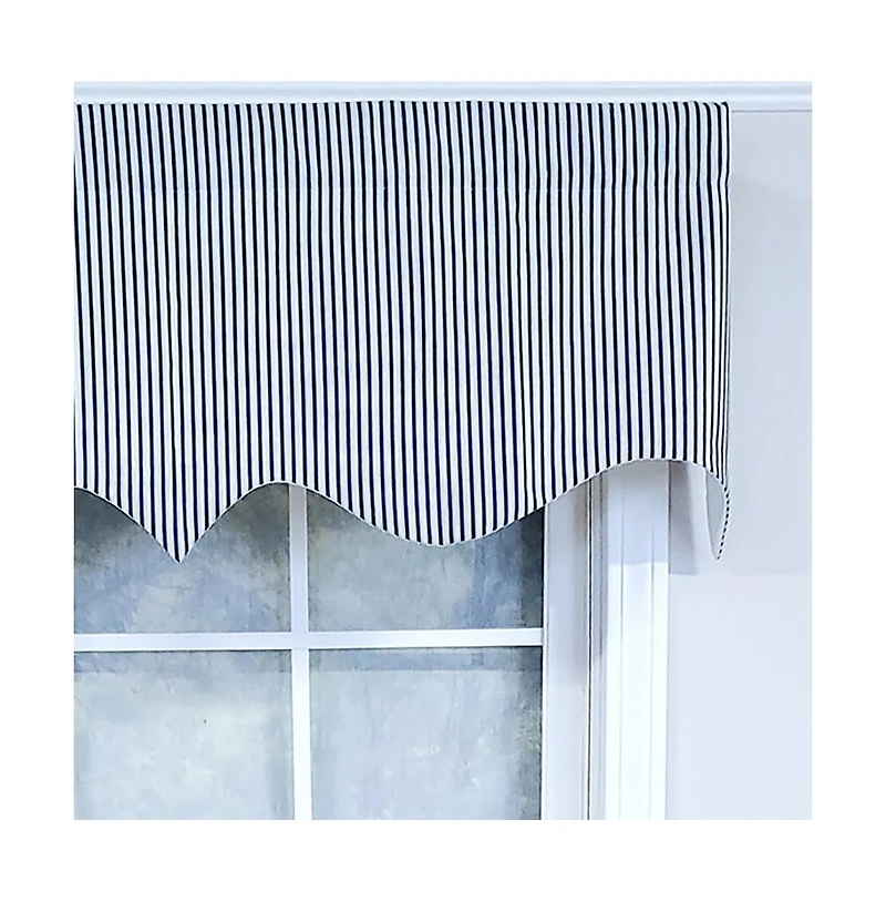 Rlf Home Luxurious Modern Design Classic Mg-Ticking Stripe Regal Style Window Valance 50" x 17" Blue