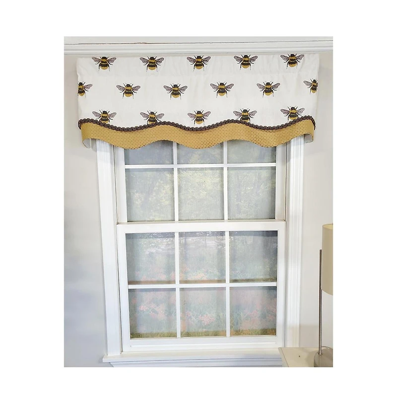 Rlf Home Busy Bee Glory 3" Rod Pocket Lining Luxurious and Elegant Window Treatment Valance 50" x 16" Honey