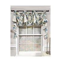 Rlf Home Samanta 3" Tab Top Luxurious and Elegant Window Treatment 3-Scoop Victory Swag 56" x 18" Blue
