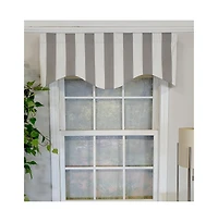 Rlf Home Cabana Stripe Cornice 3" Rod Pocket Lining Luxurious and Elegant Window Treatment Valance 50" x 17" Gray