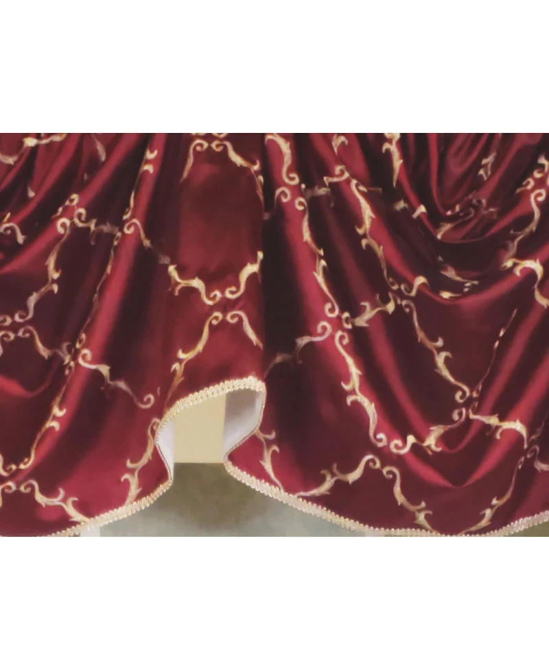 Rlf Home 3" Rod Pocket High Quality Fabric Summit Diamond 2-Scoop Empire Valance With Trim for Windows 40" x 25" Wine
