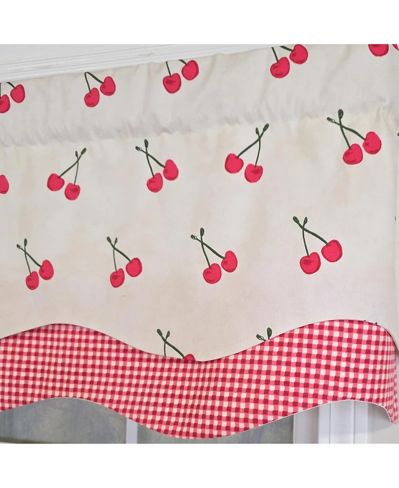 Rlf Home 100% Cotton Cherry Dance Glory Fully lined Windows Rod Pocket Valance 50" x 16" Red