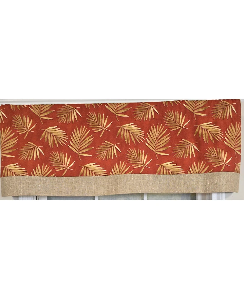 Rlf Home 100% Cotton Hawthorn Banded With Poly/Cotton Ivory lining Rod Pocket Valance 50" x 17" Red