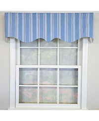 Rlf Home 100% Cotton Freya Stripe Regal Fully lined Windows Rod Pocket Valance 50" x 17" Blue