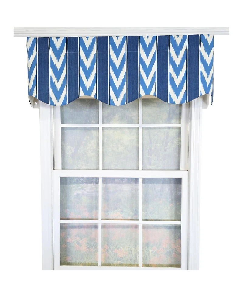 Rlf Home 100% Cotton Sonar Provance Fully lined Windows Rod Pocket Valance 50" x 15" Blue