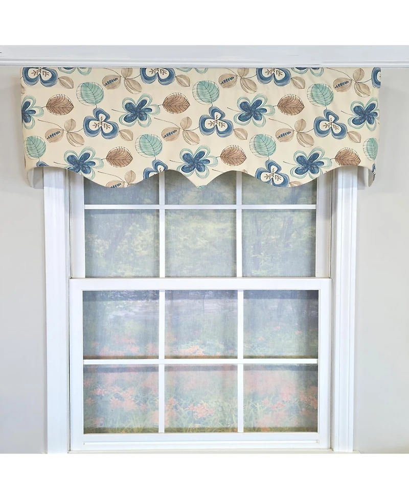 Rlf Home 100% Cotton Jolly Regal Fully lined Windows Rod Pocket Valance 50" x 17" Cream